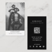 Moderne Barbershop Barber Foto QR-code Visitekaartje (Voorkant / Achterkant)