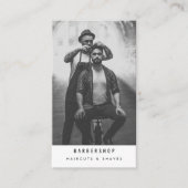 Moderne Barbershop Barber Foto QR-code Visitekaartje (Voorkant)