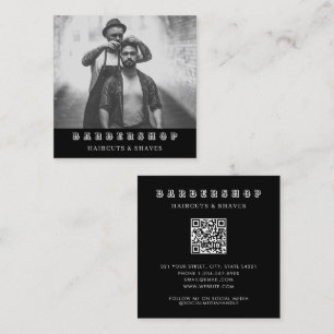 Moderne Barbershop Barber Volledige foto QR-code Vierkante Visitekaartje