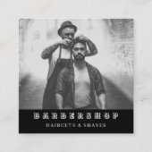 Moderne Barbershop Barber Volledige foto QR-code Vierkante Visitekaartje (Voorkant)