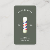 Moderne Barbershop Barber's Pole Barber Donker Gro Visitekaartje (Voorkant)