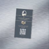 Moderne Barbershop Barber's Pole Barber QR Magnetisch Visitekaartje (Voorbeeld)