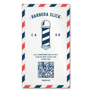 Moderne Barbershop Barber's Pole Haarstylist Barbe Magnetisch Visitekaartje