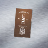 Moderne Barbershop Barber's Pole Leather Barber Magnetisch Visitekaartje (Voorbeeld)