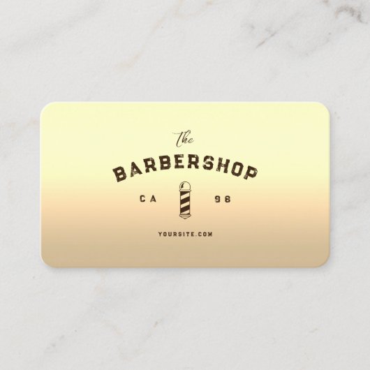 Moderne Barbershop Faux Gold Barber's Pole Barber Visitekaartje (Voorkant)