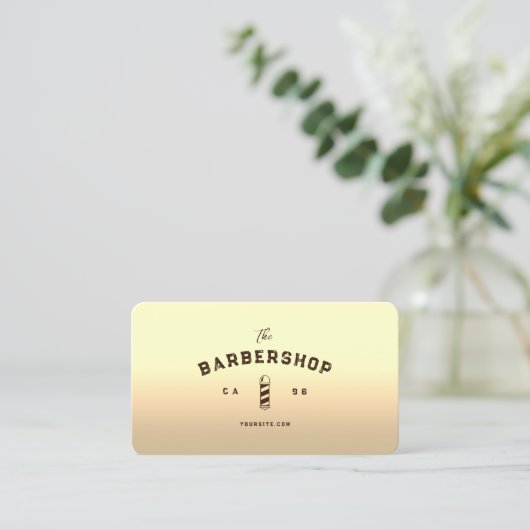 Moderne Barbershop Faux Gold Barber's Pole Barber Visitekaartje (Staand voorkant)