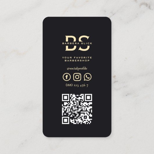 Moderne Barbershop Faux Gold Barber's Pole Barber Visitekaartje (Achterkant)