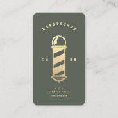 Moderne Barbershop Goud Barber's Pole Sage Groen Visitekaartje (Voorkant)