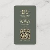 Moderne Barbershop Goud Barber's Pole Sage Groen Visitekaartje (Achterkant)