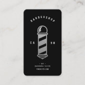 Moderne Barbershop Kapsel Zwart Zilveren Barber Po Visitekaartje (Voorkant)