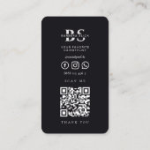 Moderne Barbershop Kapsel Zwart Zilveren Barber Po Visitekaartje (Achterkant)