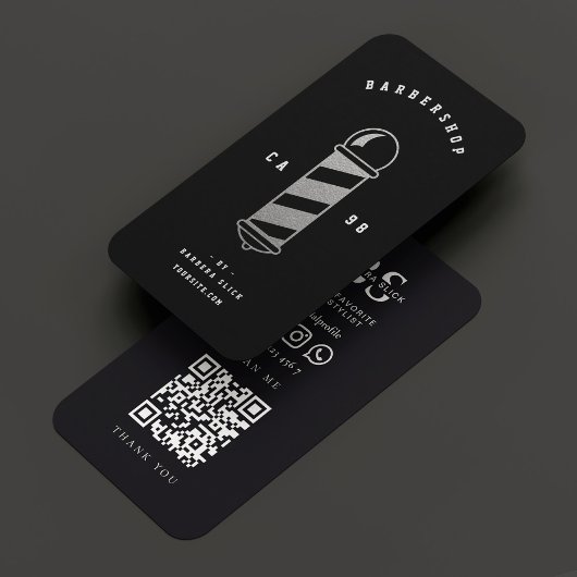Moderne Barbershop Kapsel Zwart Zilveren Barber Po Visitekaartje