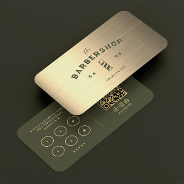 Moderne Barbershop Leger Groen Goud Barber Loyalit Visitekaartje