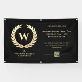 Moderne Barbershop Openingstijden Gold Banner Sign (Horizontaal)