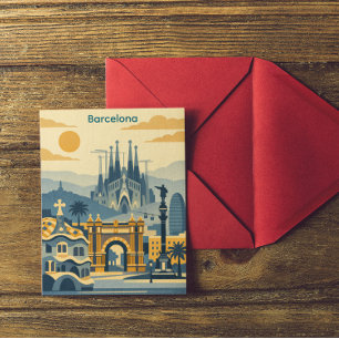 Moderne Barcelona Sagrada Familia Illustratie Briefkaart
