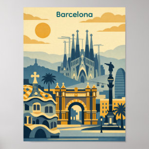 Moderne Barcelona Sagrada Familia Illustratie Poster