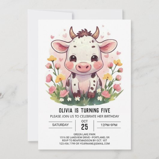 Moderne Barnyard Pastel Koe Kaart (Voorkant)