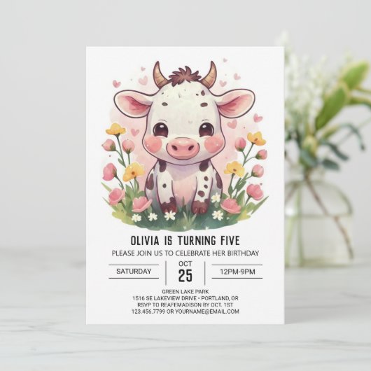 Moderne Barnyard Pastel Koe Kaart (Staand voorkant)