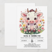 Moderne Barnyard Pastel Koe Kaart (Voorkant / Achterkant)