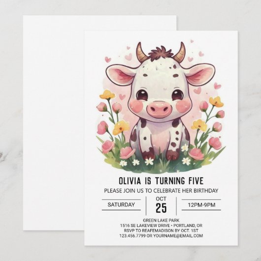 Moderne Barnyard Pastel Koe Kaart (Voorkant / Achterkant)