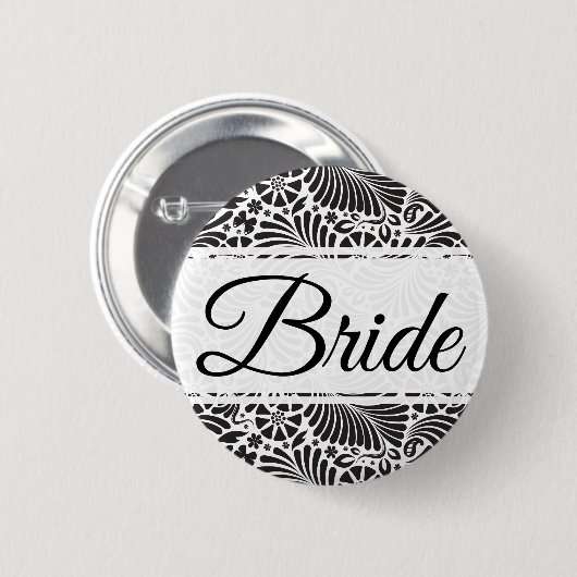 Moderne barokke bloemenbruid ronde button 5,7 cm (Voorkant /achterkant)