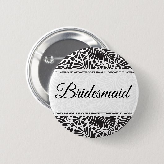 Moderne barokke bloemenbruidsmeisje ronde button 5,7 cm (Voorkant /achterkant)