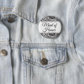 Moderne barokke bloemenmeisje van eer ronde button 5,7 cm (In situ)