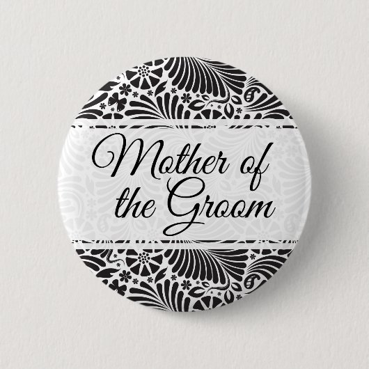 Moderne barokke bloemenmoeder van de bruidegom ronde button 5,7 cm (Voorkant)