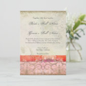 Moderne  barokke wervelingen bruiloft dromen, roze kaart (Staand voorkant)