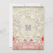 Moderne  barokke wervelingen bruiloft dromen, roze kaart (Achterkant)