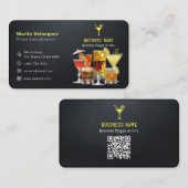 Moderne bartender business | Casual zwart Visitekaartje (Voorkant / Achterkant)