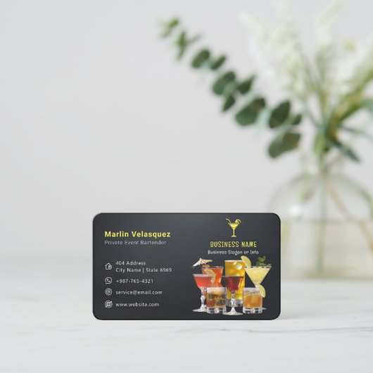 Moderne bartender business | Casual zwart Visitekaartje (Staand voorkant)