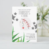 Moderne Baseball Birthday Stars Kaart (Staand voorkant)