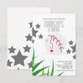 Moderne Baseball Birthday Stars Kaart (Voorkant / Achterkant)