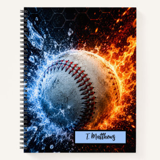 Moderne Baseball met eigen naam Notitieboek