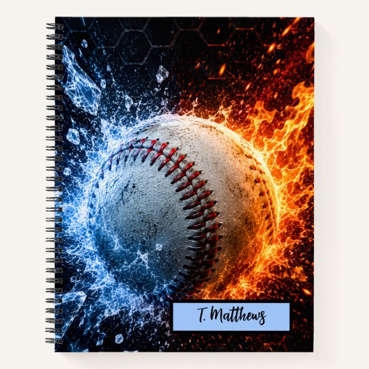 Moderne Baseball met eigen naam Notitieboek (Voorkant)