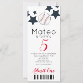 Moderne Baseball Pattern Ticket Style Party Kaart (Voorkant)