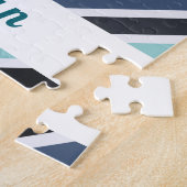 Moderne Baseball Softball Player stript zijn naam Legpuzzel (Zijkant)