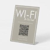Moderne Basic Beige Wi-Fi QR-code voetstuk Reclamebord Met Voetstuk (Voorkant)