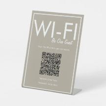 Moderne Basic Beige Wi-Fi QR-code voetstuk