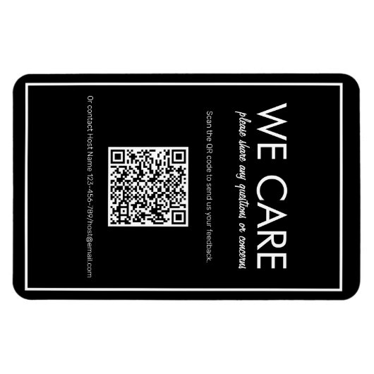 Moderne Basic Black QR Code Feedback Magnet Magneet (Horizontaal)