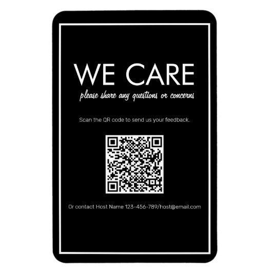 Moderne Basic Black QR Code Feedback Magnet Magneet (Verticaal)