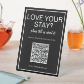 Moderne Basic Black QR Code Review Table Sign Reclamebord Met Voetstuk (Insitu)