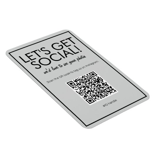 Moderne Basic Gray Social Media QR-code Magnet Magneet (Rechterzijde)