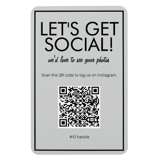 Moderne Basic Gray Social Media QR-code Magnet Magneet (Verticaal)