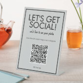 Moderne Basic Gray Social Media QR Code Table Sign Reclamebord Met Voetstuk (Insitu)