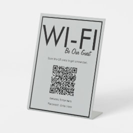 Moderne Basic Grey Wi-Fi QR Code Pedestal Sign Reclamebord Met Voetstuk