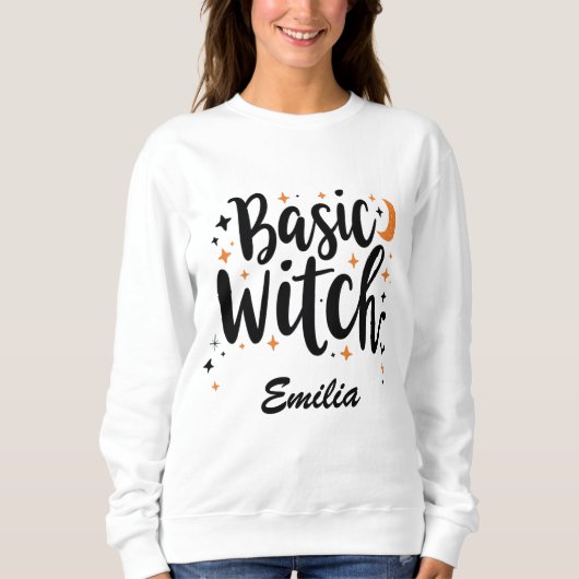 Moderne Basic Heksen Halloween Naam Sweatshirt (Voorkant)