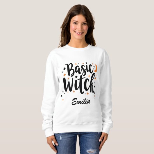 Moderne Basic Heksen Halloween Naam Sweatshirt (Voorkant volledig)