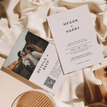 Moderne Basic Photo QR Code Wedding Rsvp